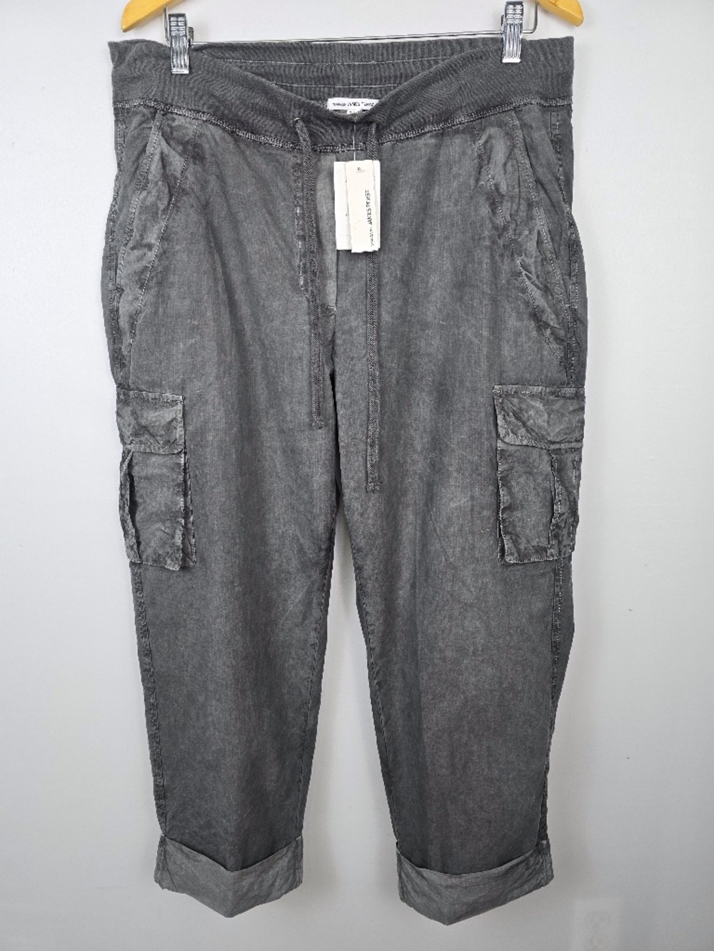 NWT James Perse Charcoal Grey Cropped Cargo Pants Drawstring Utility Size 3